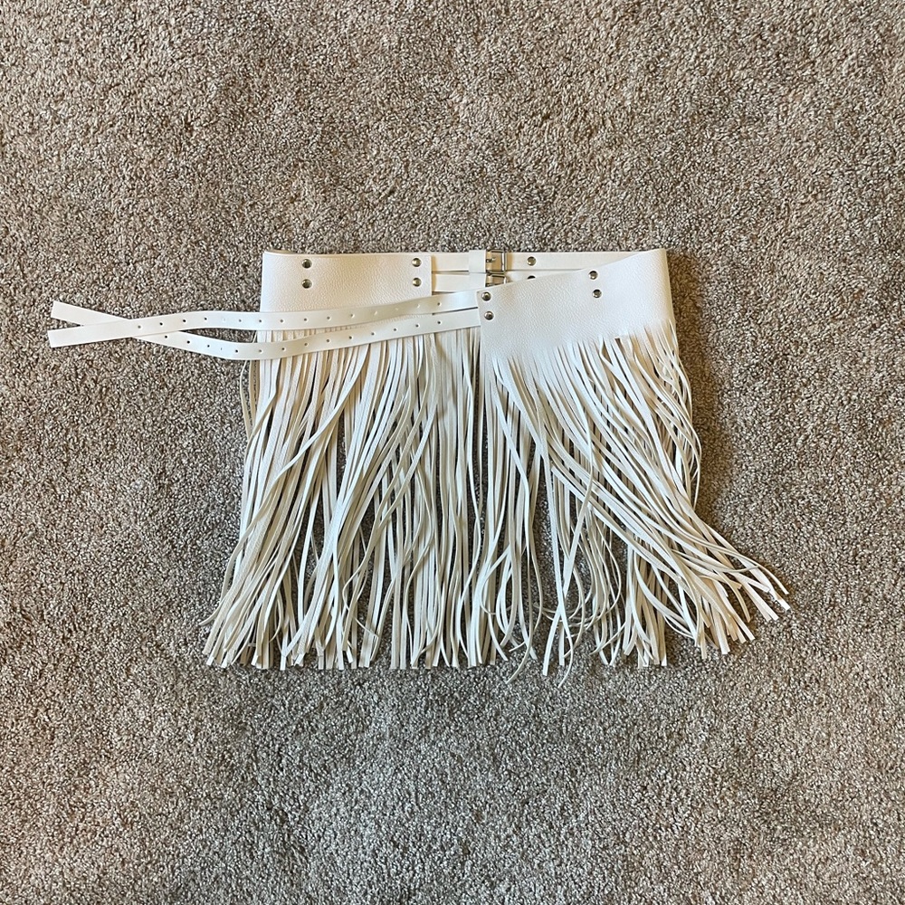 White Fringe Belt
